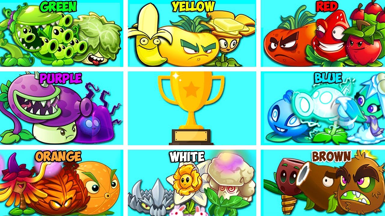 Tournament 8 Color Plant Teams Battlez - Who Will Win? - PvZ 2 Team Plant Vs Team Plant