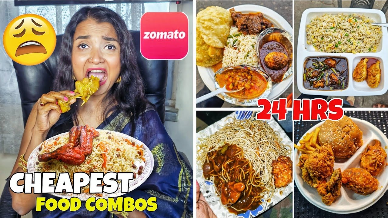 I ate CHEAPEST Food COMBO on Swiggy & Zomato for 24 Hours Challenge - Eating Rs 200 FOOD CHALLENGE