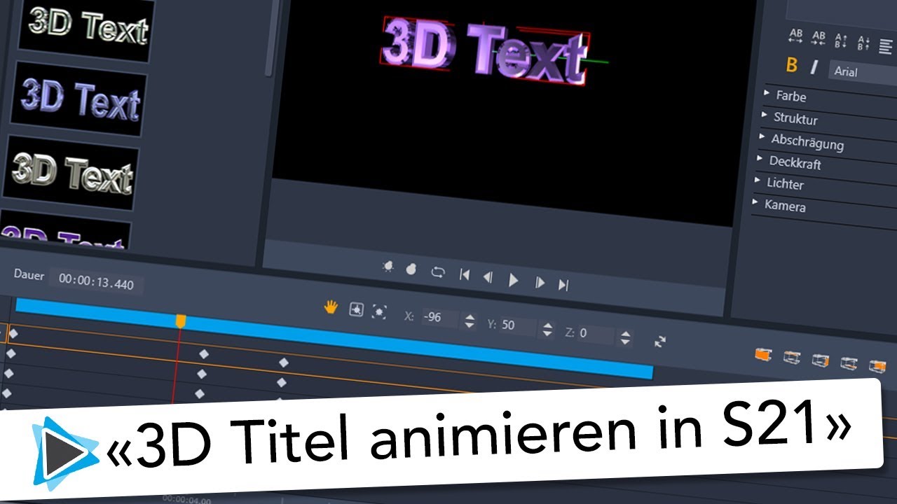 Neu in Pinnacle Studio 21 Titel 3D animieren Video Tutorial Deutsch