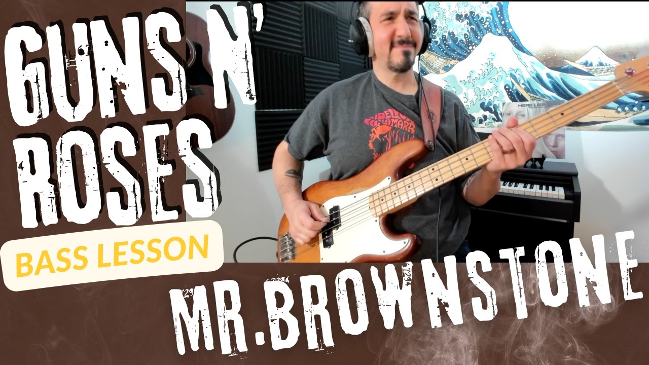 Guns N' Roses - Mr. Brownstone - Bass Cover and Bass Lesson - How to play Mr Brownstone