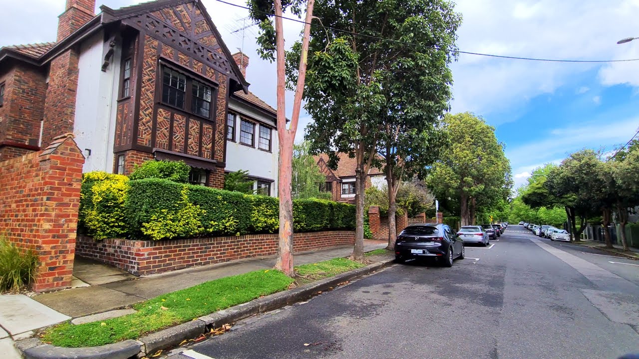 South Yarra Melbourne Walking Tour. Marne Street and Fawkner Park 4K