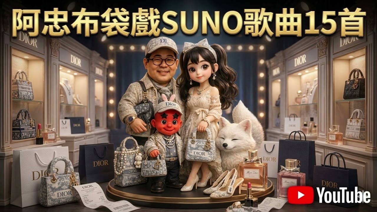 阿忠布袋戲SUNO歌曲15首/台語/國語/阿忠上場/晴雯小調