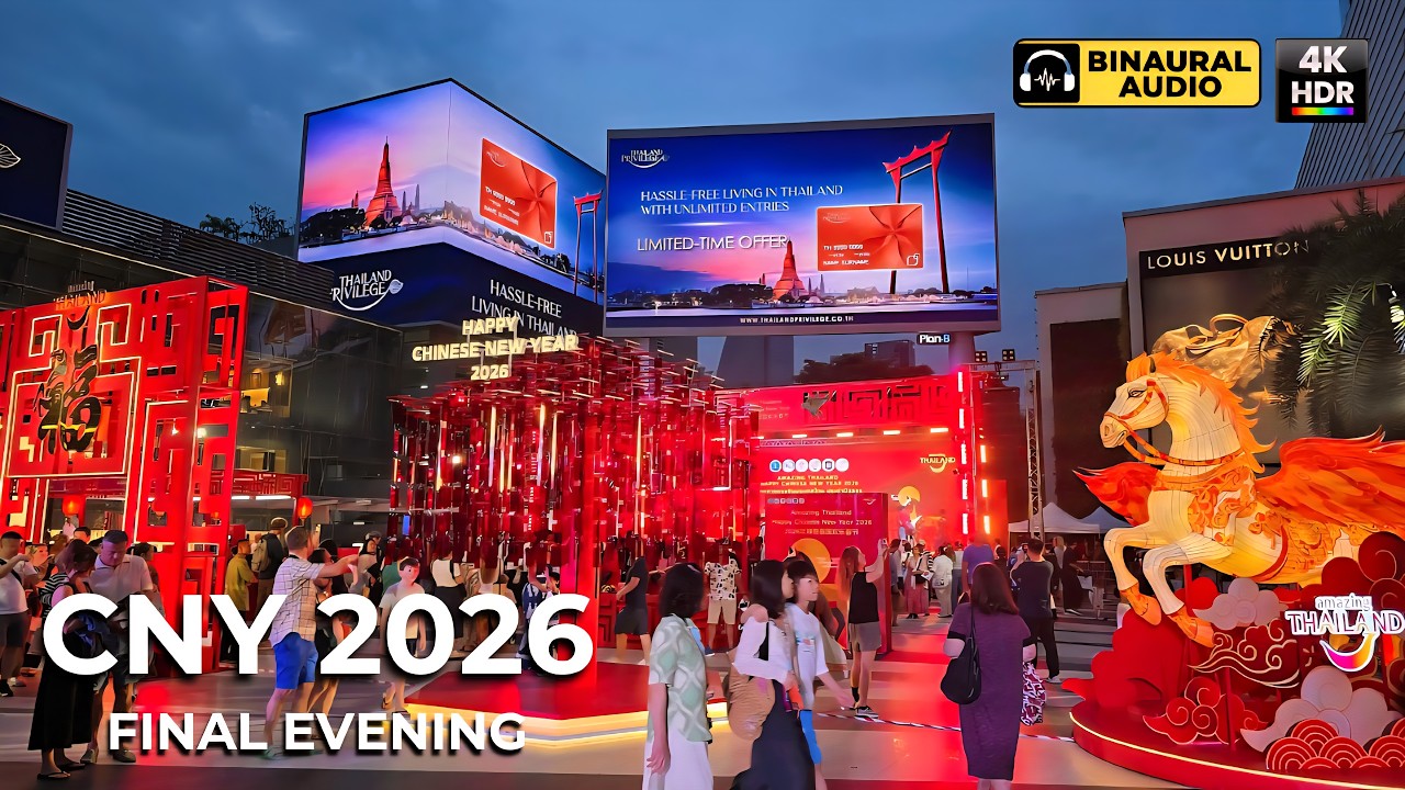 Bangkok Siam Area 🇹🇭 Final Day of Chinese New Year 2026 | 4K HDR Binaural Audio 🎧