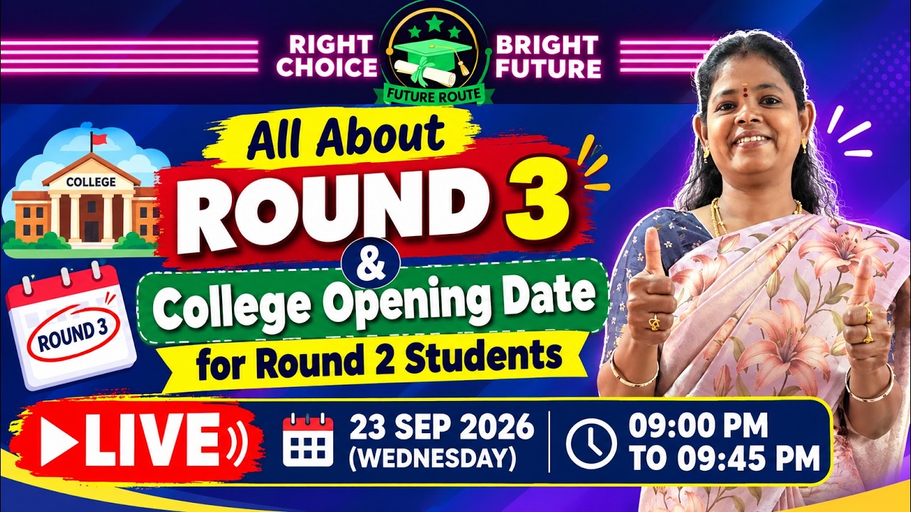 Live Session: Round 3 Updates & College Opening Date for Round 2 Students | TN Counselling 2026