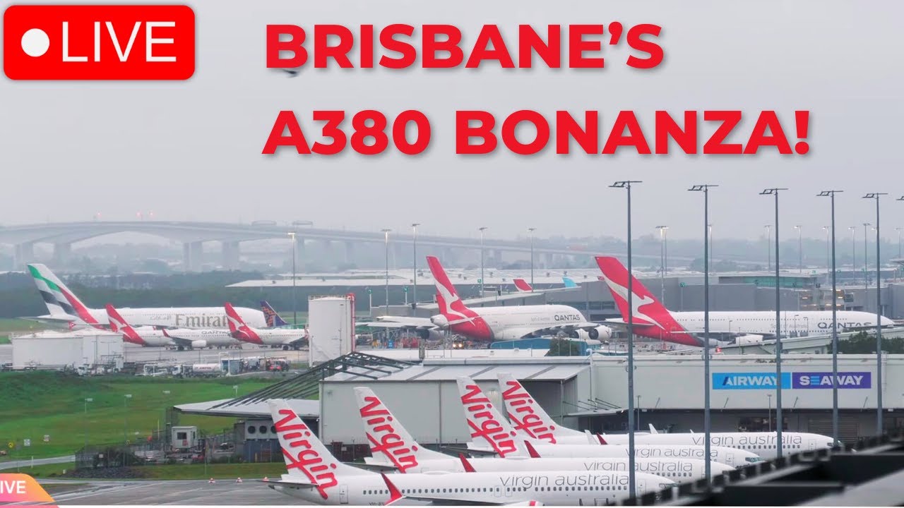 🔴 MEGA!! 3x A380s in STORM | You Don&rsquo;t See This Every Morning at Brisbane Airport ✈️ LIVE