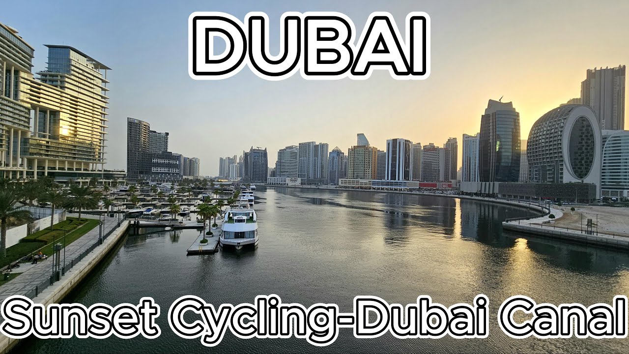 Sunset Cycling - Dubai Canal 🇦🇪 Original Audio | 4K #dubai #businessbay