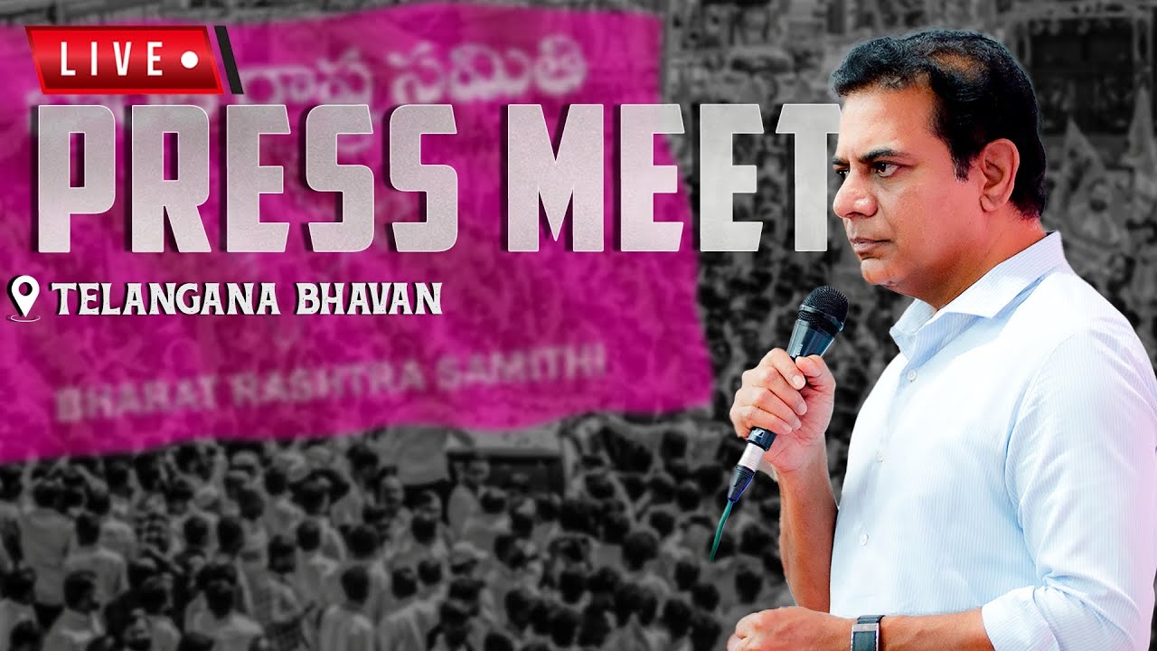 Live: BRS Working President KTR addressing the media at Telangana Bhavan.