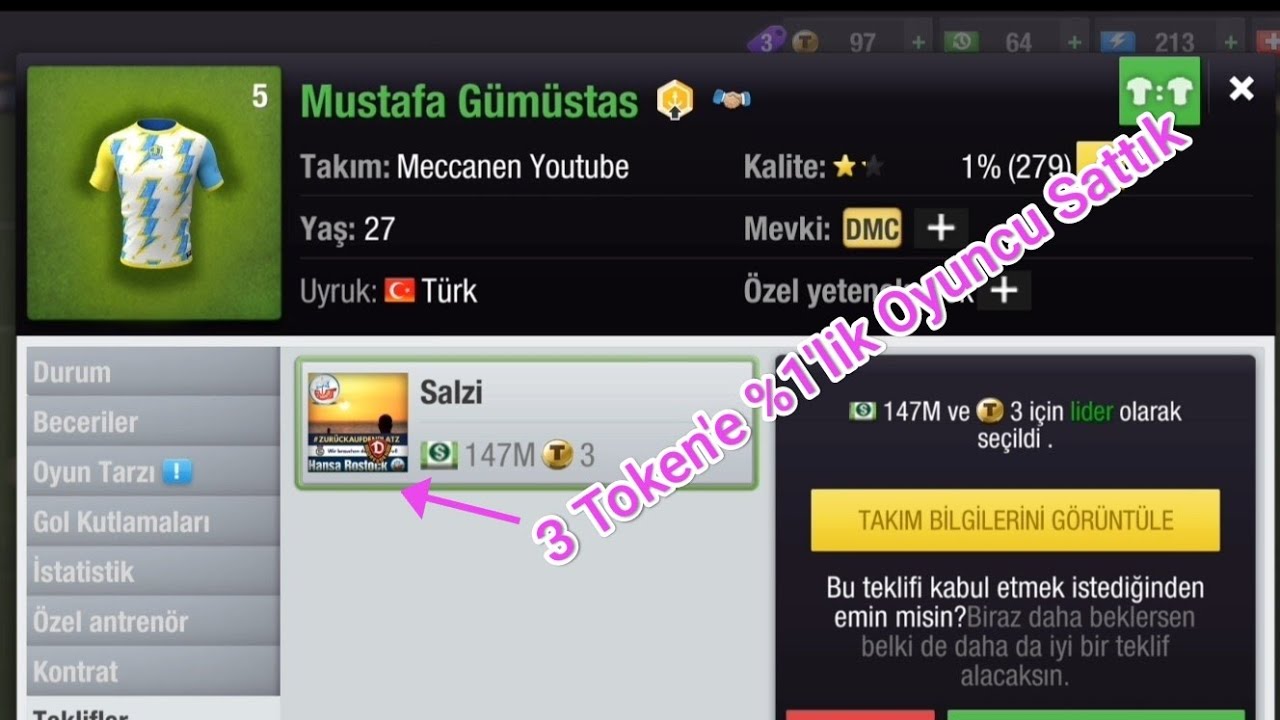 Top Eleven 2024 - Token ile Oyuncu Satılık Oyuncu! Örnek: 3 Token'e Yüzde 1'lik Oyuncuyu Sattık