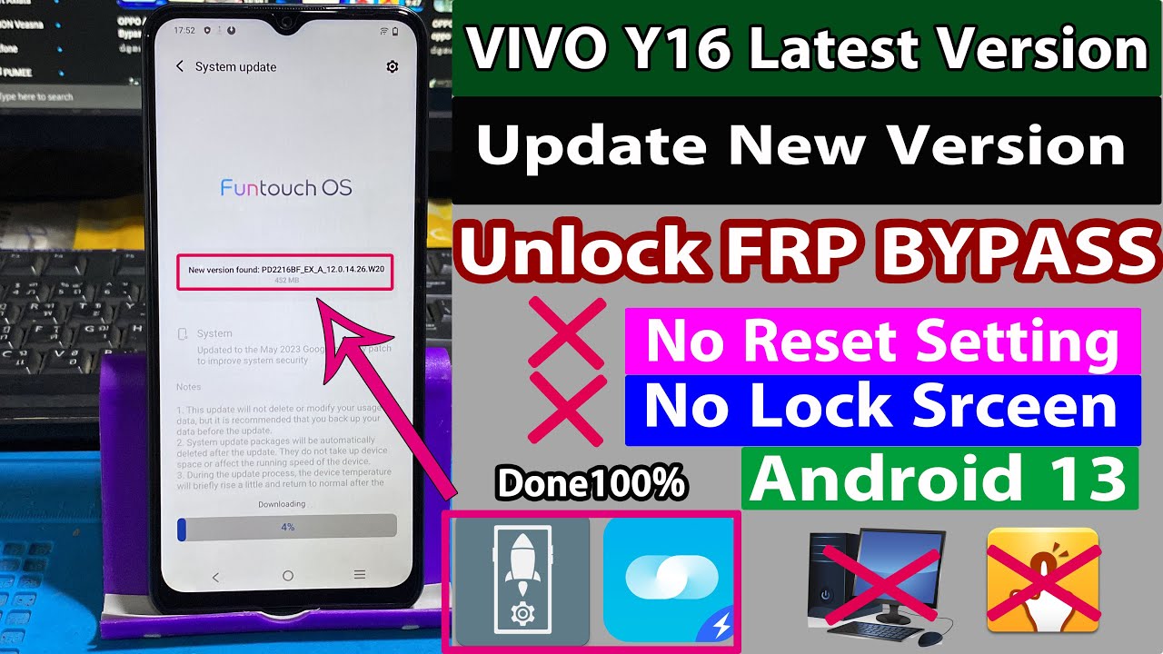 VIVO Y16 V2204 Frp Bypass Android 13 Latest Version By Activity Launcher Done100%