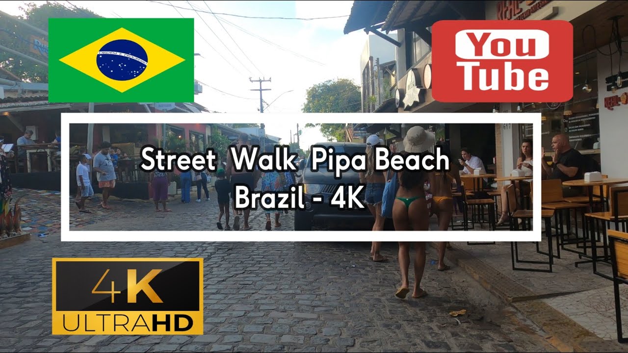 🇧🇷 Street Walk Pipa Beach - Brazil - 4K