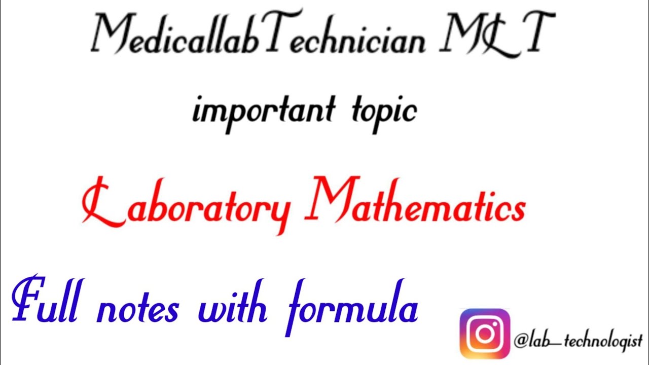 Laboratory Mathematics/ Exam preparation notes