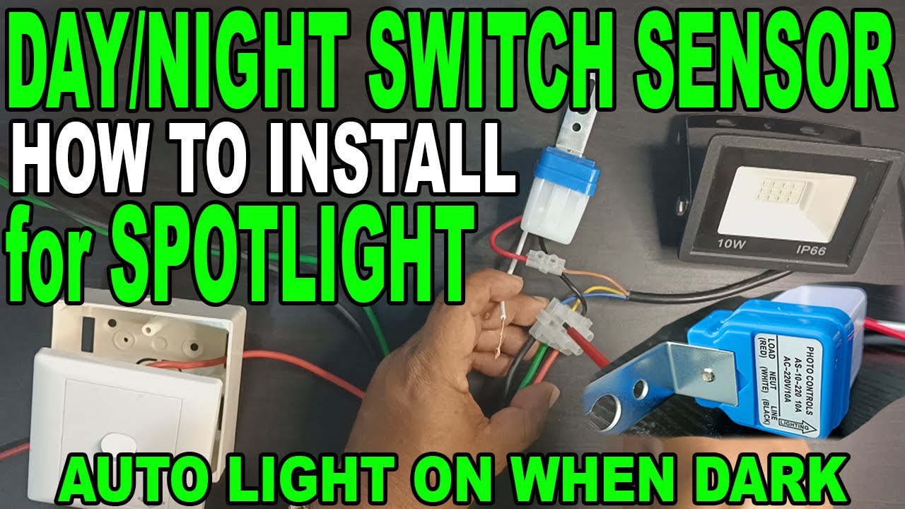 How to Install Night Switch Sensor for LED SpotLight / Cara Pasang Suis Sensor Auto On Malam DIY