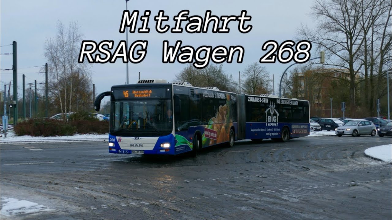 [Sound Mitfahrt] RSAG Wagen 268 „Neptun“ als Linie 45 nach Weidendamm￼