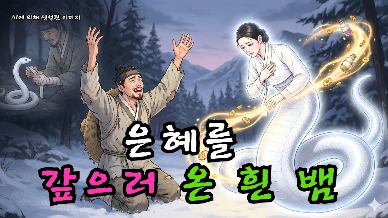 눈 속에서 상처 입은 백사를 구해주자, 3년 후 가족을 살릴 '보물'을 들고 돌아오다 | 옛날이야기 | 민담 | 야담 | 민담  |  조선시대
