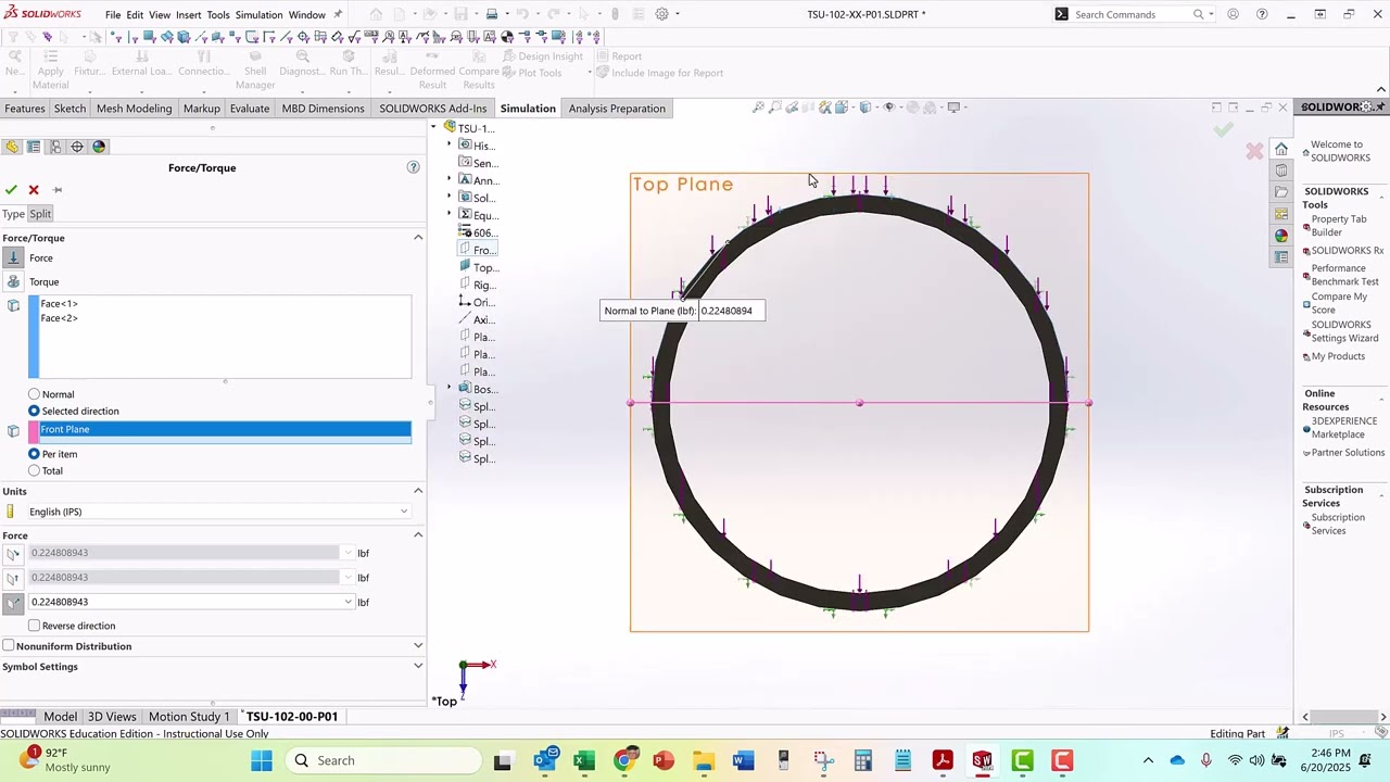 STS 5341 - Project 01 Flag Pole - Solidworks Simulation