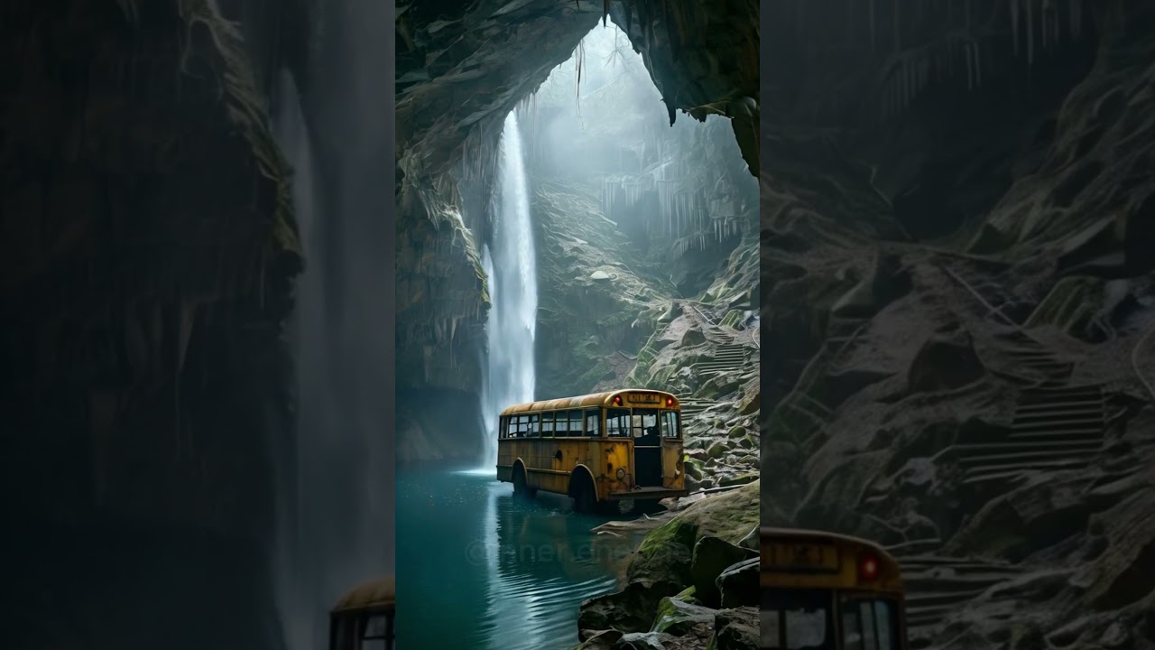 Explore the inside the cave. found of an old school bus | #unbelievable #views #unbelievableplaces