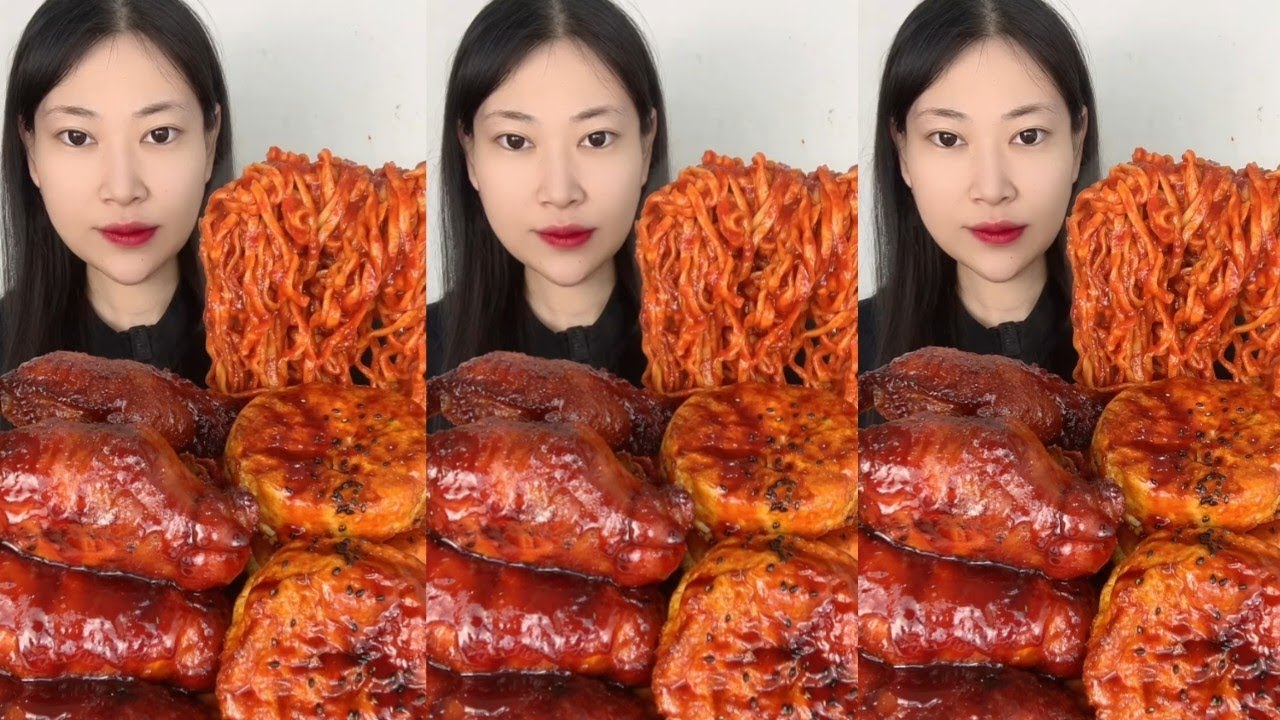 FIRE NOODLE TOWER! 🌶️ Saucy Meat Feast #Mukbang#ASMR#FireNoodles#SpicyNoodle#MeatFeast​#Saucymeat