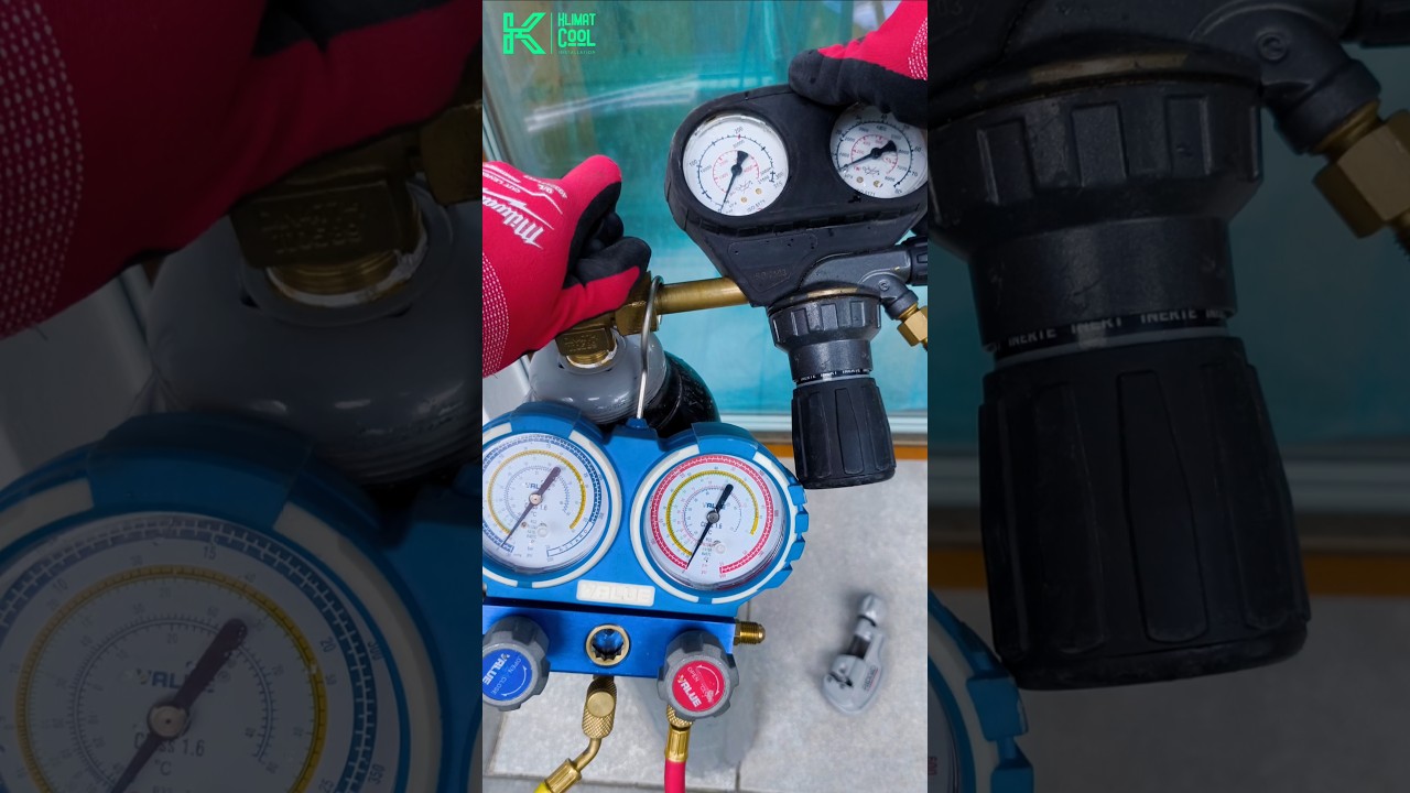 Nitrogen Pressure Testing of Installation #acinstallation #nitrogentest #HVAC #acwork #Testing #ac