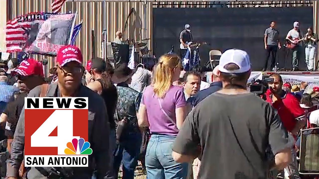 Hundreds gather at the Mexican border to peacefully protest Biden's open border policy