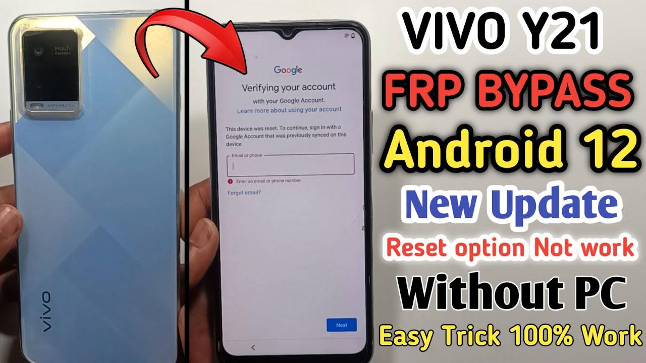 Vivo Y21 Frp Bypass Android 12 New Security 2024 | Y21 (V2111) Google Account Bypass Without Pc