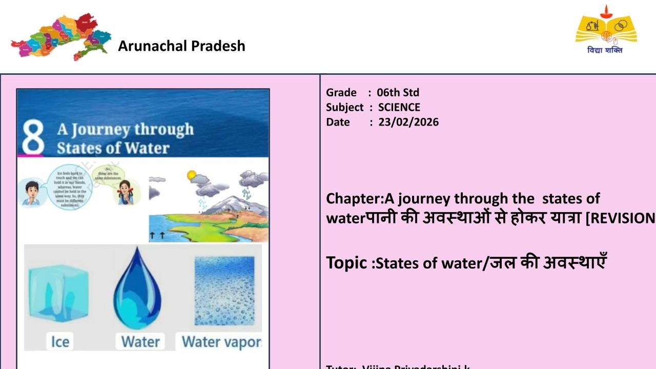 (06th Science AR)States of water/जल की अवस्थाएँ
