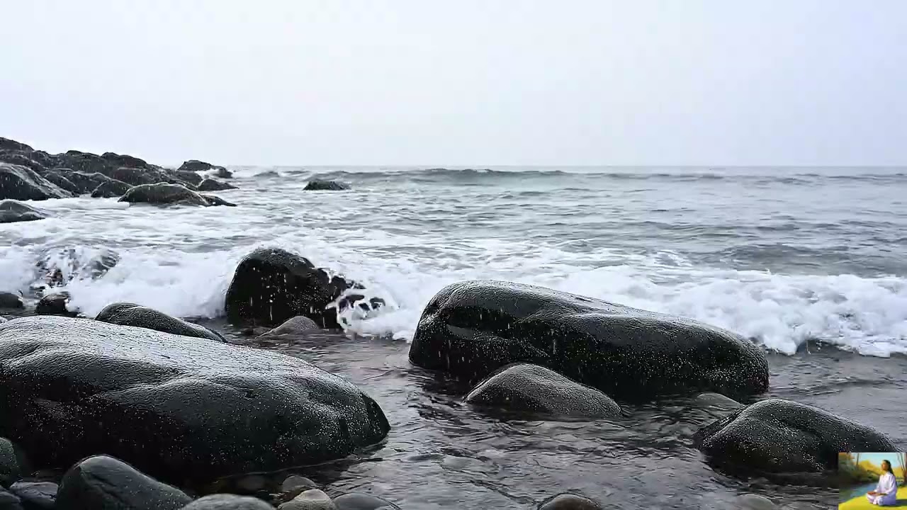 Rocky Beach in Light Rain 🌧️🌊 | Loop-Safe Ocean ASMR for Anxiety & Deep Calm