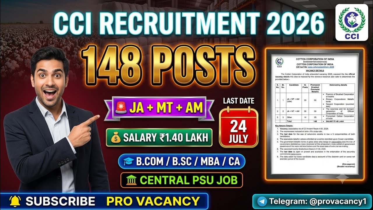 CCI Recruitment 2026 🔥| 148 Posts Out | Junior Assistant, MT & Assistant Manager Vacancy