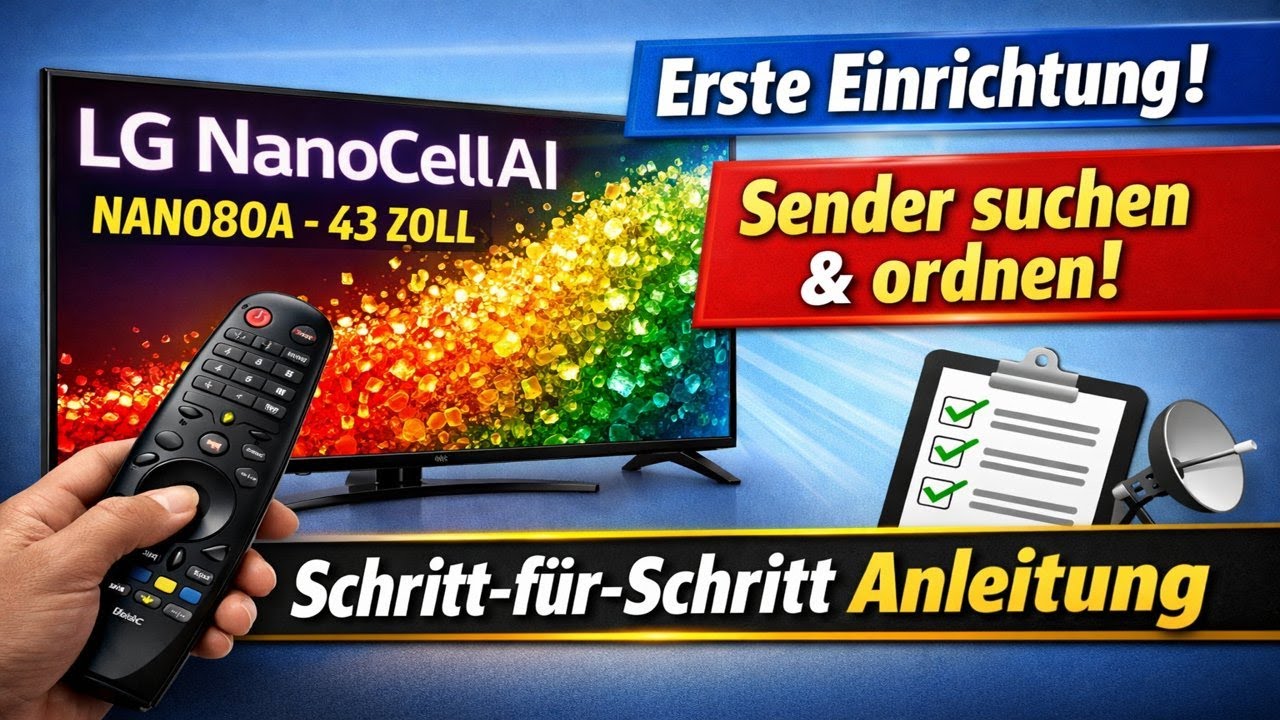 LG NanoCellAI NANO80A 43 Zoll–Erste Einrichtung & Sender suchen/ordnen-Schritt-für-Schritt Anleitung