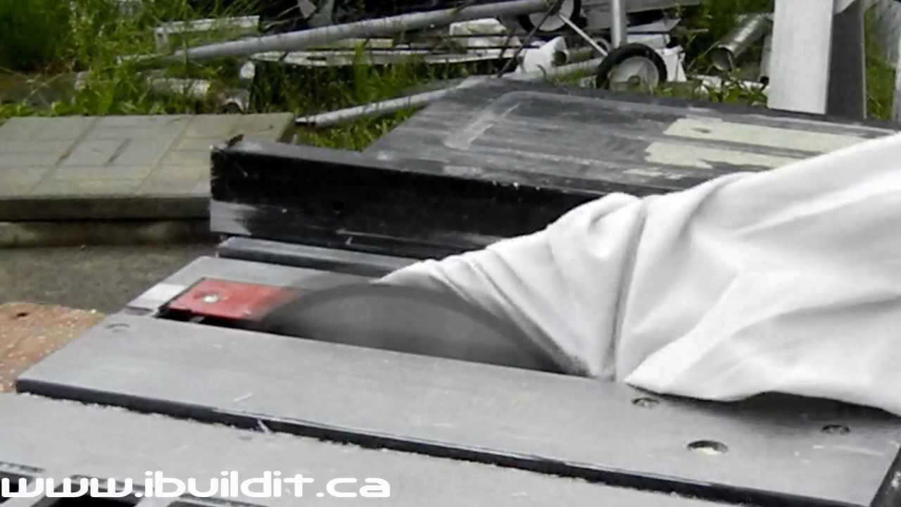 Shirt sucked into table saw