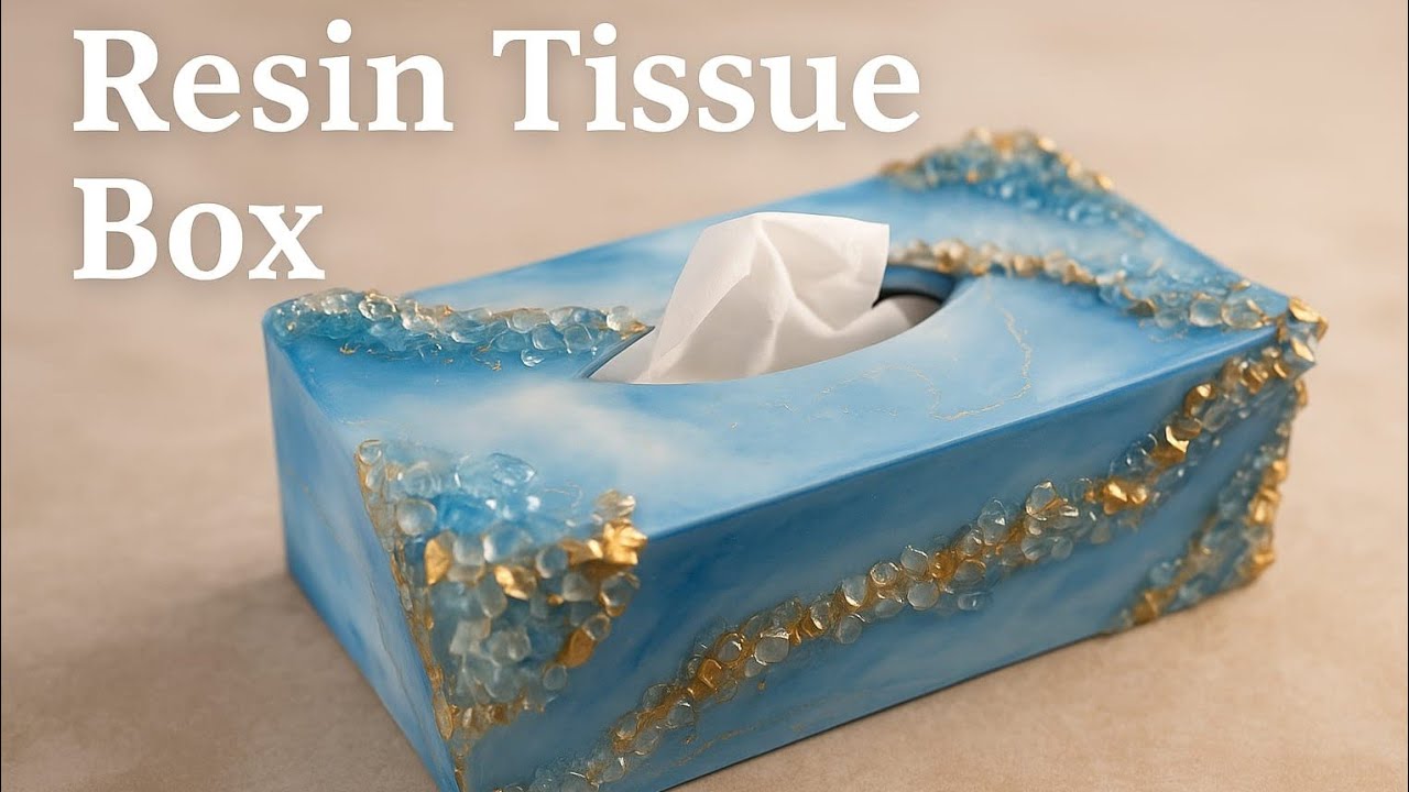 How To Make Stunning Geode Resin Art On MDF Tissue Box Step by Step Complete Tutorial by Zoha yaseen