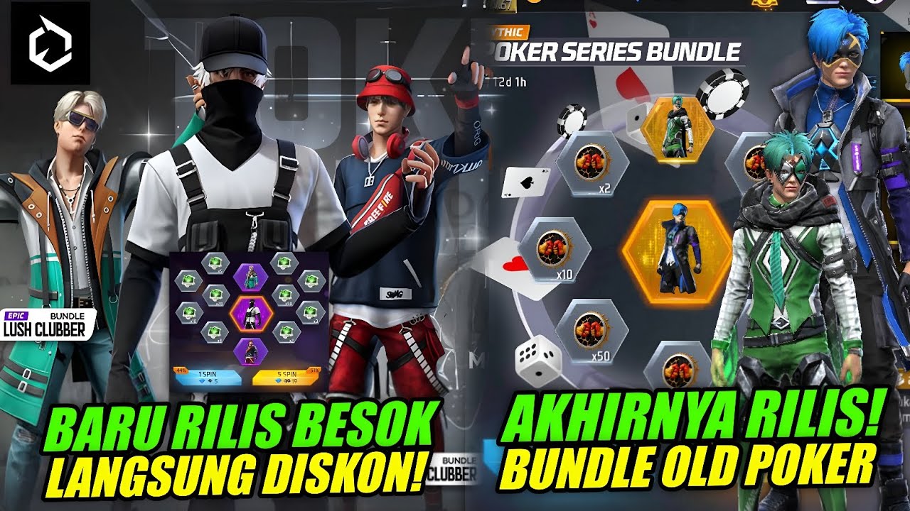 AKHIRNYA RILIS! 😱 BUNDLE OLD POKER SERIES & CLUBBER FF RILIS BESOK + EVENT DISKON 50% LUCKY ROYALE!