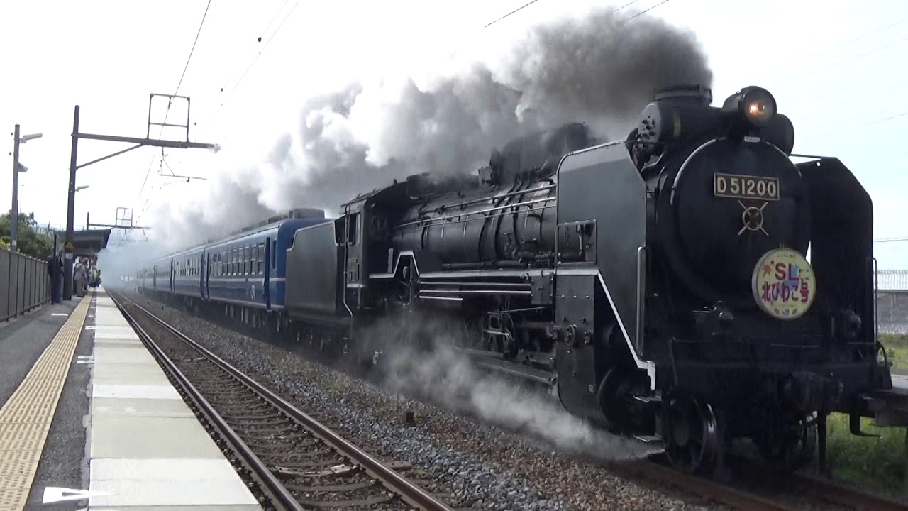 【爆煙！本気の大迫力高速通過！】北陸本線 D51-200 SL北びわこ号木ノ本行き 坂田駅