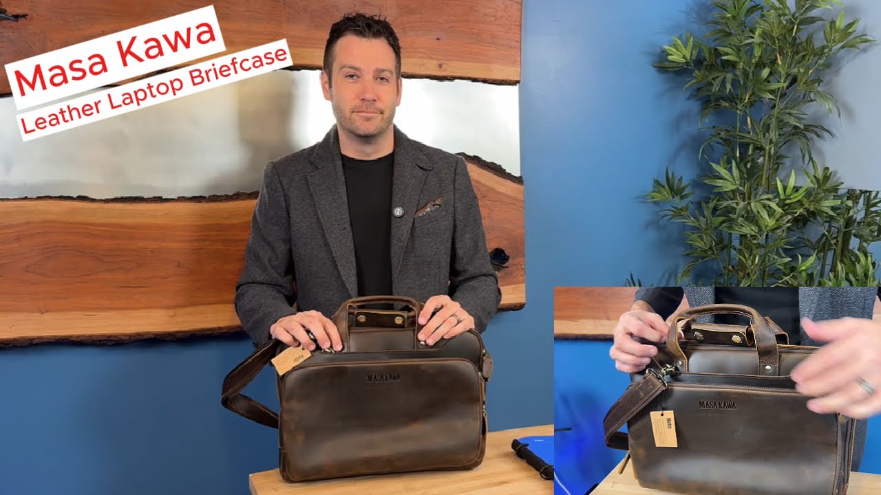 Masa Kawa Leather Laptop Briefcase 15.6