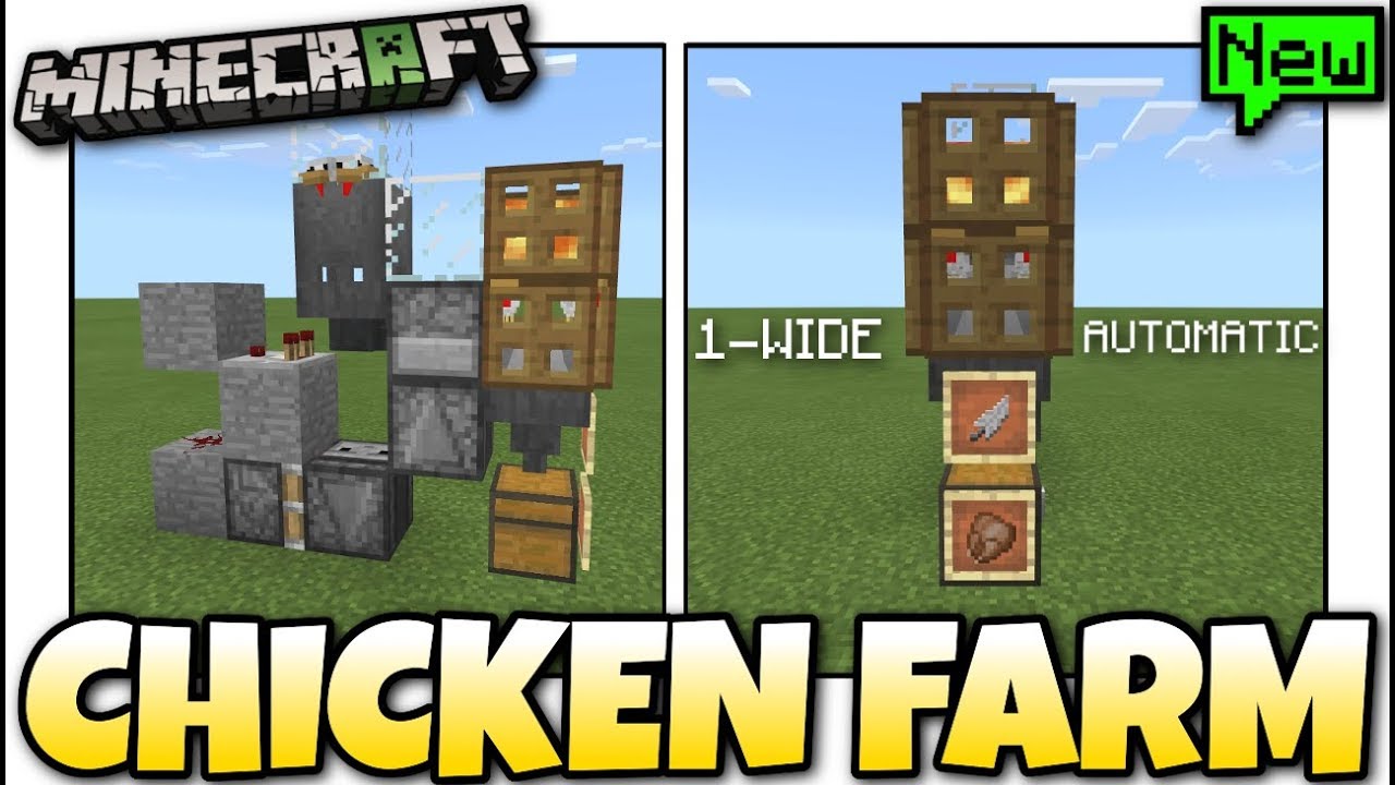 Minecraft Bedrock - CHICKEN FARM 🐔 1-WIDE 🥚 Tutorial - PS4 , MCPE , Xbox , Windows & Switch