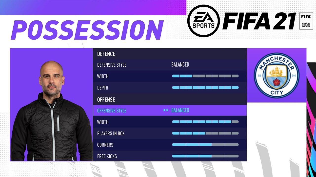 FIFA 21 PEP GUARDIOLA'S MANCHESTER CITY CUSTOM TACTICS | TIKI TAKA & POSSESSION 4-3-3