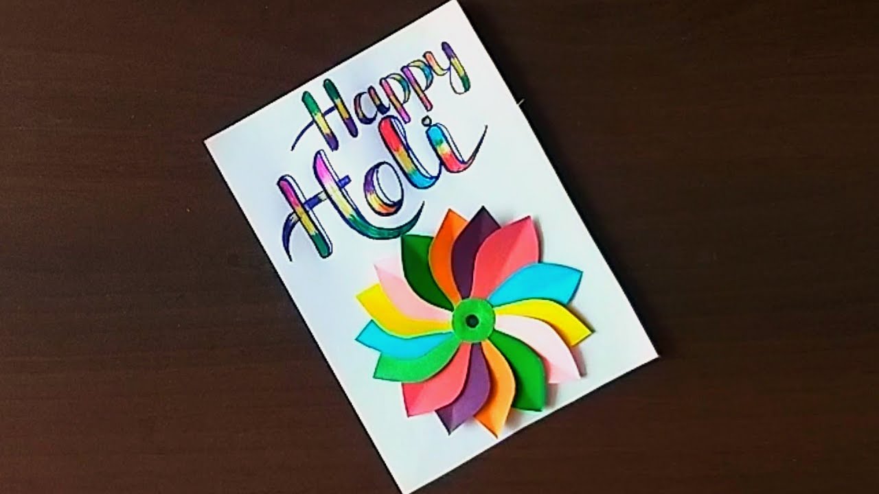 holi special card making idea // how to make colorful flower for holi card