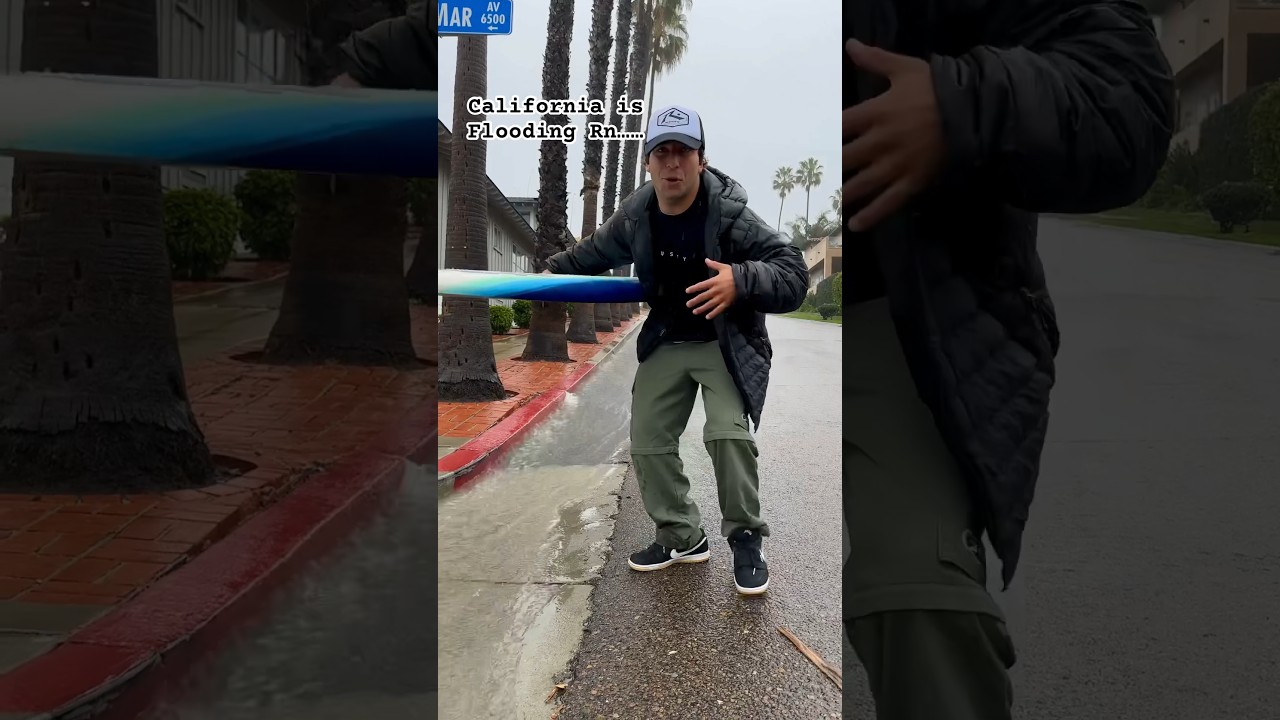 Crazy Street Surfing While California is Flooding😱🤯 #viral #surf #shorts #shortsvideo #viralvideo
