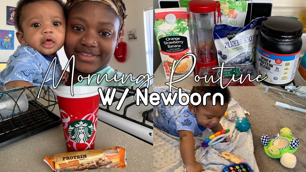 Morning Routine W/ Newborn: Making Protein smoothie, Cleaning & More