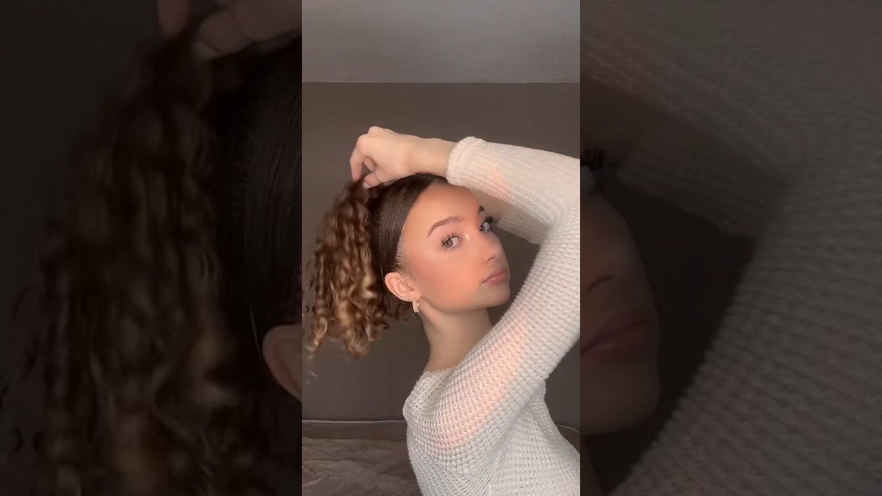 sleek curly hairstyle, recreating Pinterest hairstyle on my curly hair 