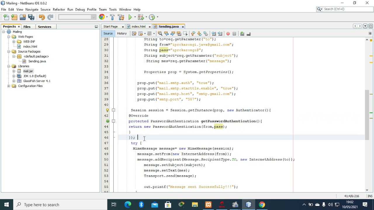 Sending email using  java with API in servlet
