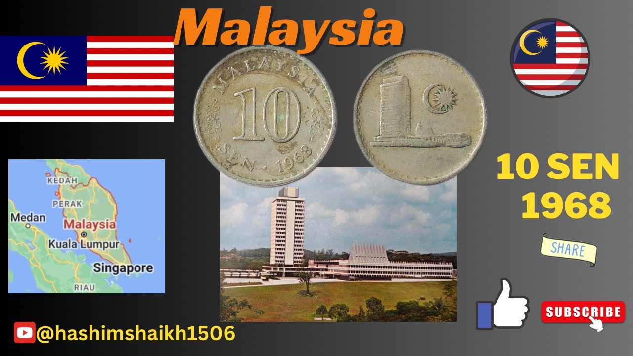 Republic of Malaysia 10 SEN coin. Mint in 1968.First Series - Parliament