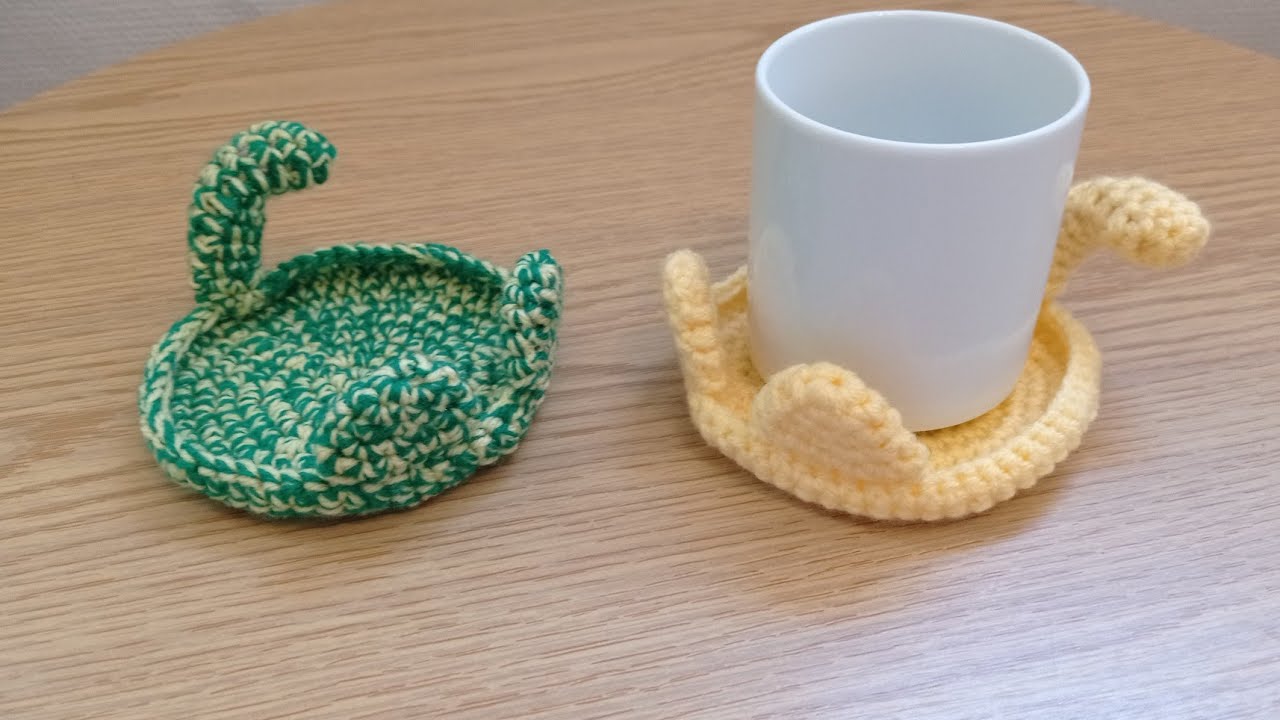 كروشيه كوستر القطة 🐱 قاعدة أكواب بواقي خيوط طريقة سريعة ونتيجة رائعة 😍How to crochet the cat coaster