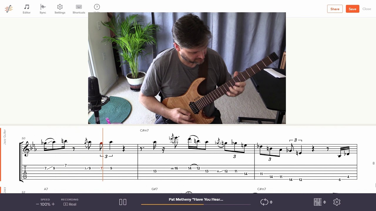Pat Metheny Have You Heard Solo with Onscreen Tab