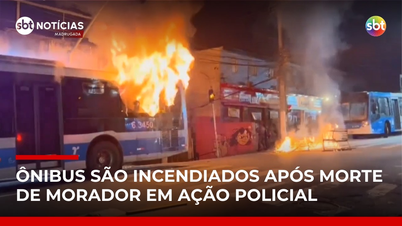 SP: Manifestantes incendeiam ônibus após morte de morador em ação policial | #SBTNotícias