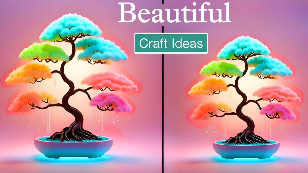 DIY Colorful Fake Bonsai Tree Using Plastic Bottle | Easy Craft Ideas | Best Out Of Waste