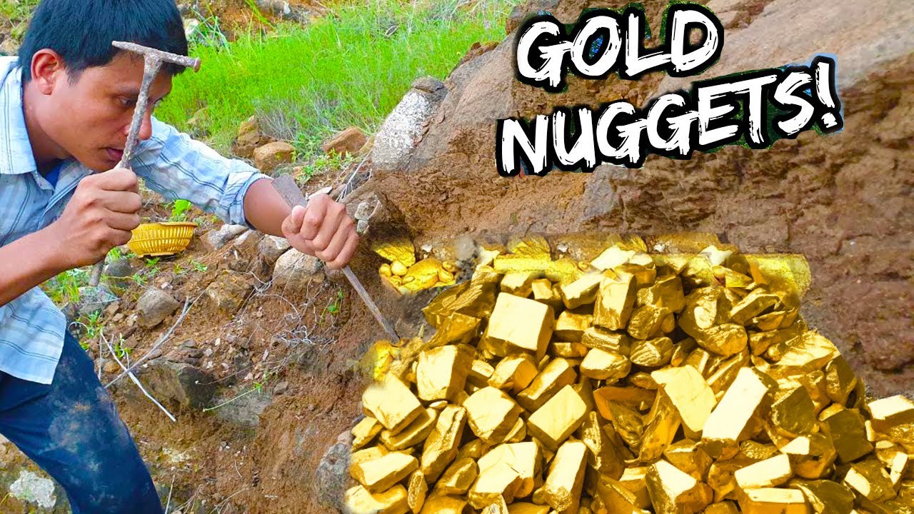Breaking Mountain Rock to Reveal Gold