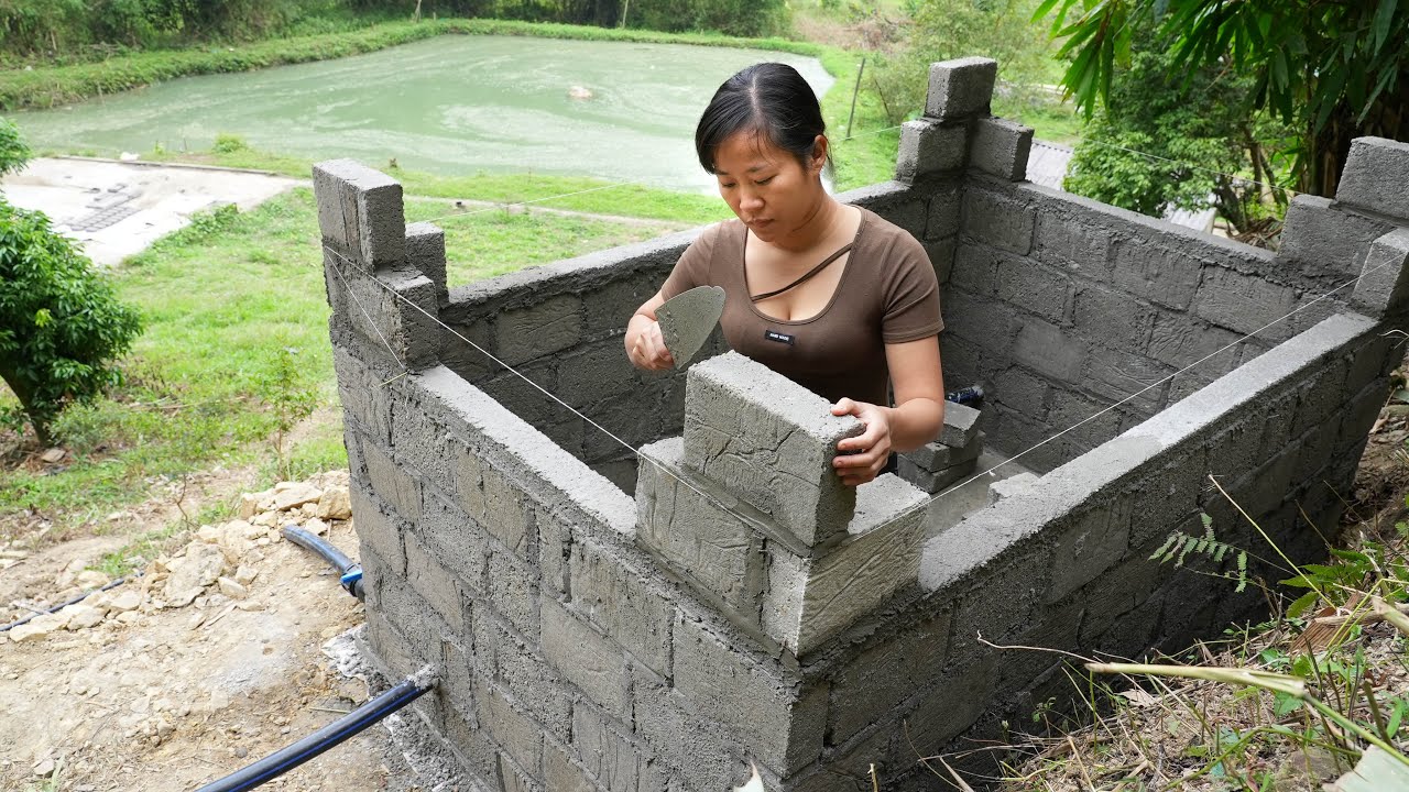 DIY Brick and Build a Water Tank- Automatic Irrigation System for Vegetable Garden/ Part 5