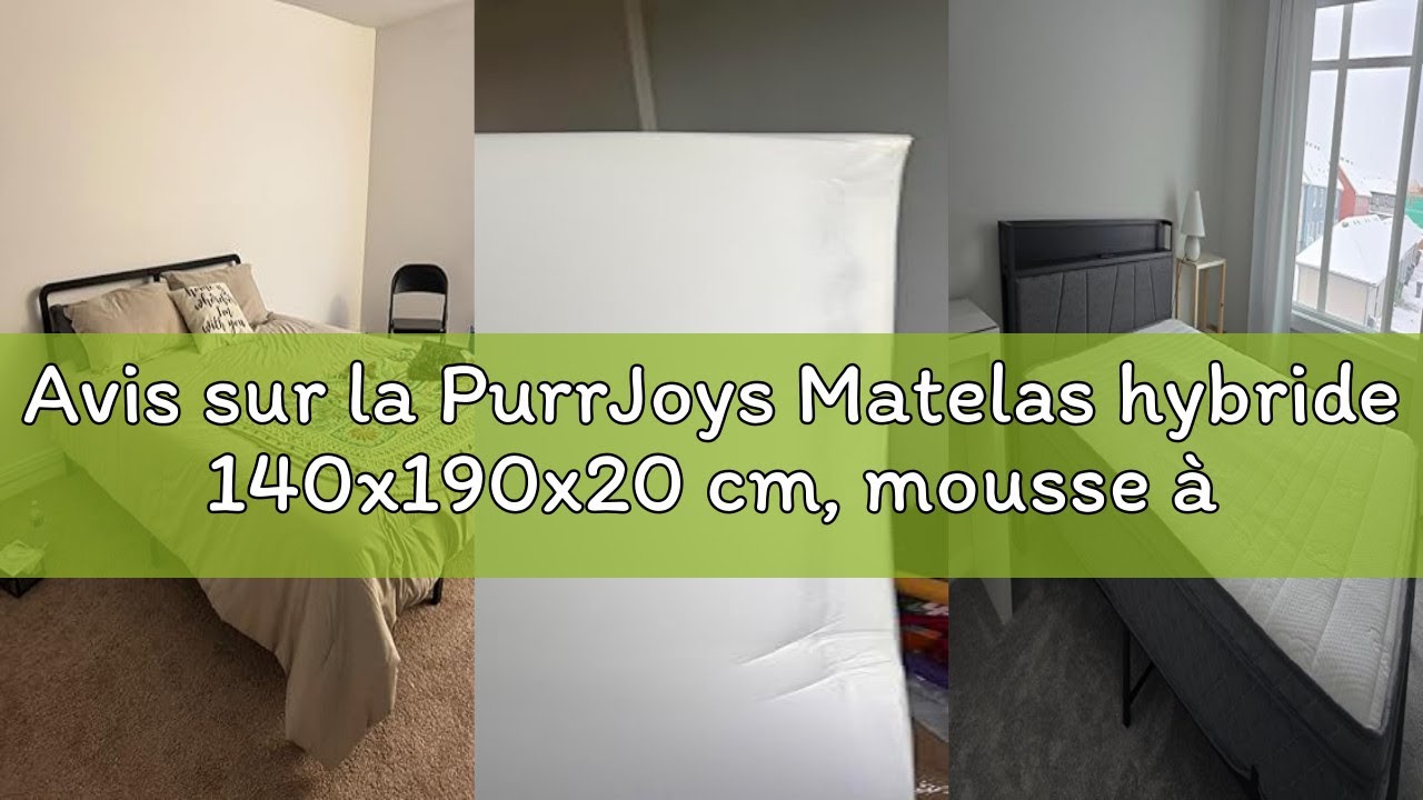 Avis sur la PurrJoys Matelas hybride 140x190x20 cm, mousse à mémoire de forme et ressorts ensachés,