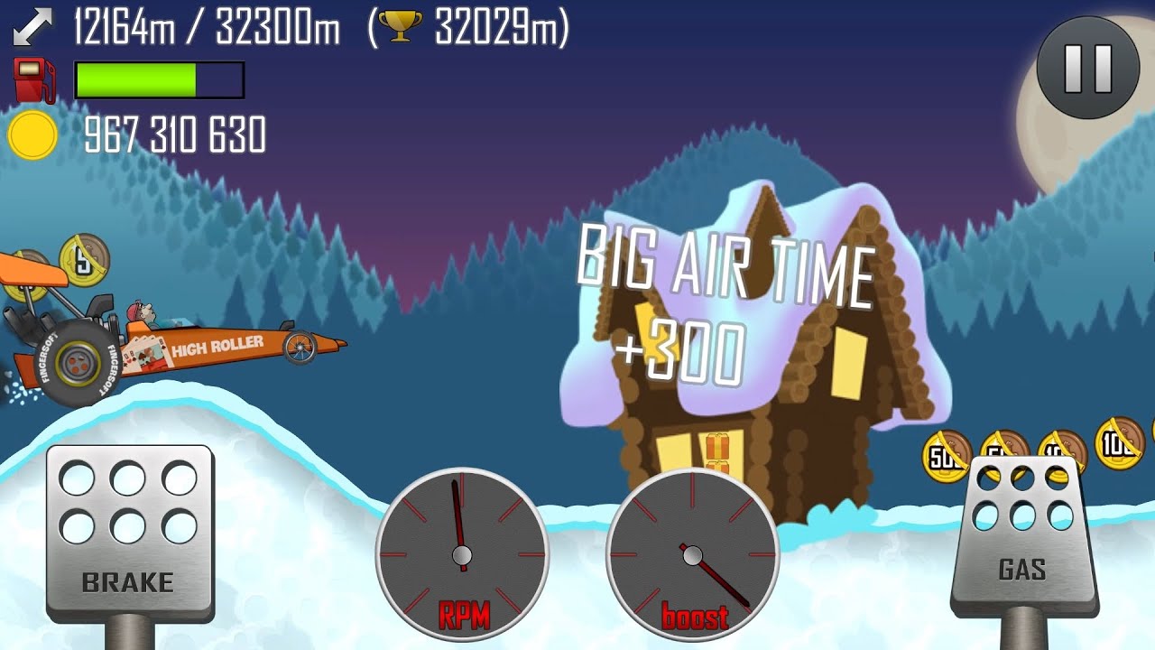 Hill Climb Racing \ North Pole \ 32832 meters on Dragster + Funny Bugs