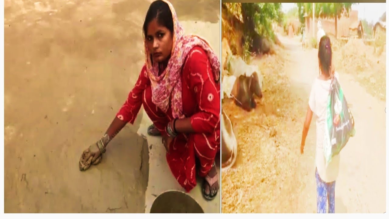 मिट्टी से हमने की अपने आंगन लिपाई  दिया#mittselipai